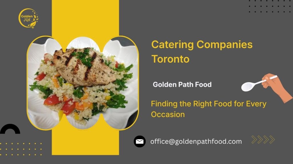 Professional catering setup for a corporate event in Toronto with fresh healthy meals